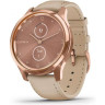 Часы GARMIN VIVOMOVE LUXE розовое золото PVD 18K со светло-песочным ремешком из итальянской кожи 010-02241-21